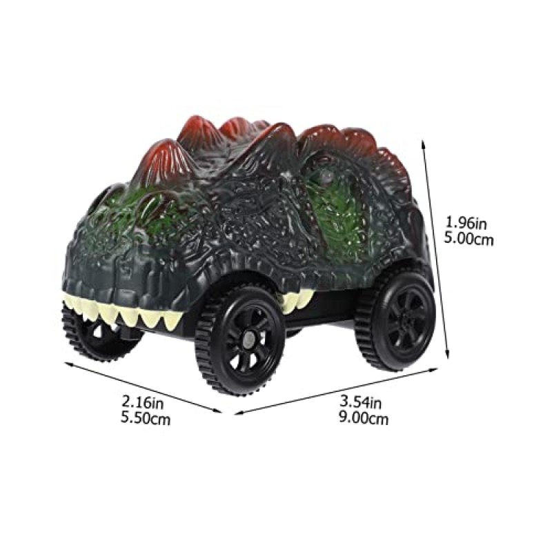 FOYTOKI 4pcs 공룡 자동차 장난감 자동차 Playset 장난감 트랙 자동차 교체 트랙 차량 교체 트랙 자동차 경주 용 자동차 트랙 자동차 만화 동물 자동차