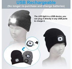 3 조각 어린이를위한 빛으로 LED Beanies USB 충전식 니트 모자 겨울 따뜻한 니트 손전등 모자 야외 스포츠