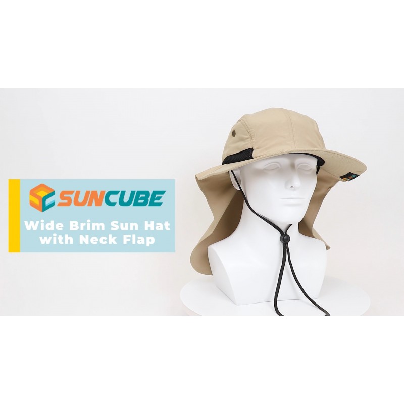 SUN CUBE 남성용 태양 모자, 챙이 넓은 낚시 모자 목 플랩 커버 남성, 여성, 하이킹, 캠핑, 자외선 차단 UV, 원예