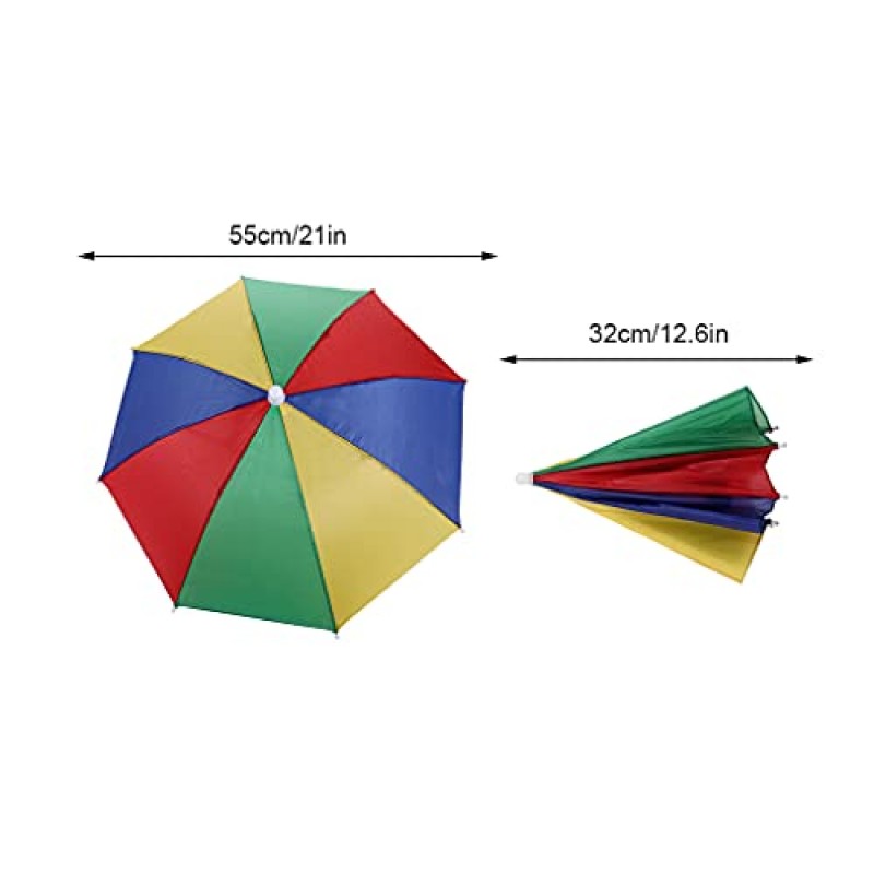 3 팩 낚시 우산 모자, 탄성 밴드가 있는 머리 우산, 낚시 원예 캠핑 야외 활동을 위한 조정 가능한 무지개 우산 모자, 어린이 여성 남성을 위한 모자 우산 태양 비 보호