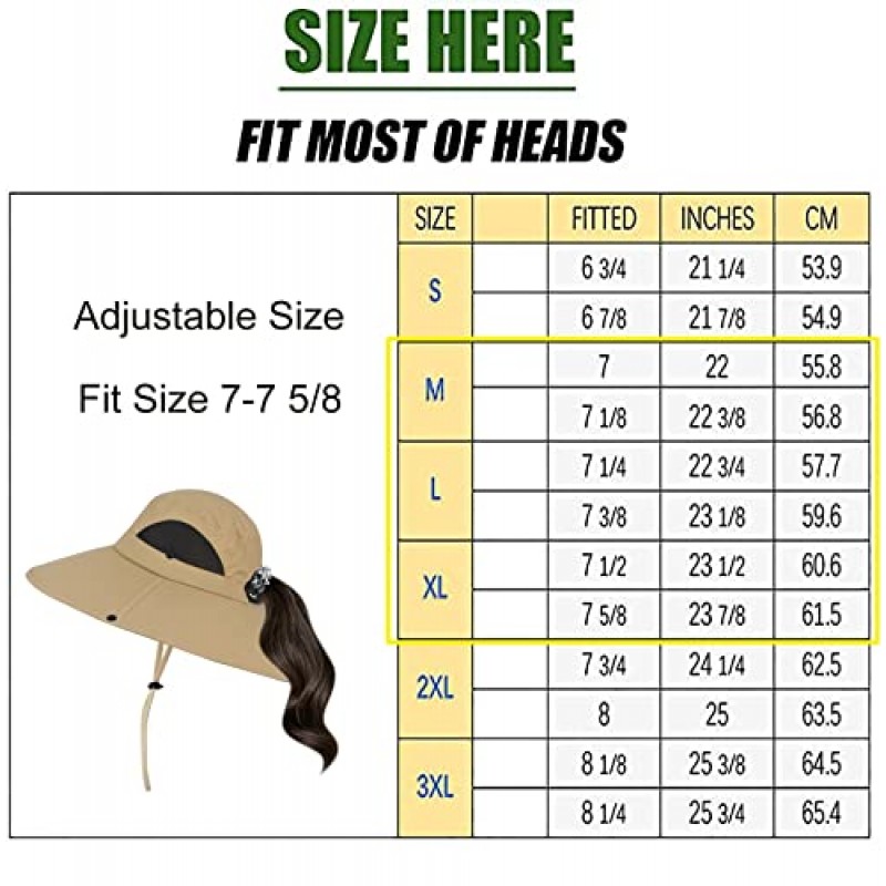 Leotruny 여성용 포니 테일 낚시 모자 UPF50 + 보호 접이식 메쉬 와이드 브림 비치 썬 모자 하이킹 캠핑 원예 용