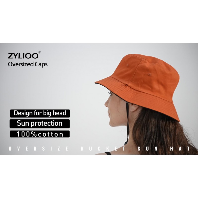 Zylioo Oversize XXL 100% 코튼 버킷 모자, 가역 트렌디 어부 모자, 양면 착용 낚시 여름 태양 모자