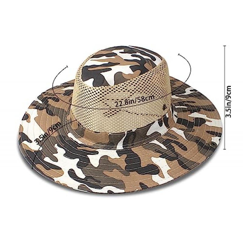 Heyjoin Tactical Boonie Sun Hat 카모 카우보이 모자 하이킹 캠핑 낚시