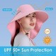 Womens Sun Hat 자외선 차단, 여름 해변 낚시 하이킹을 위한 목 플랩이 있는 접이식 방수 와이드 브림 버킷 모자