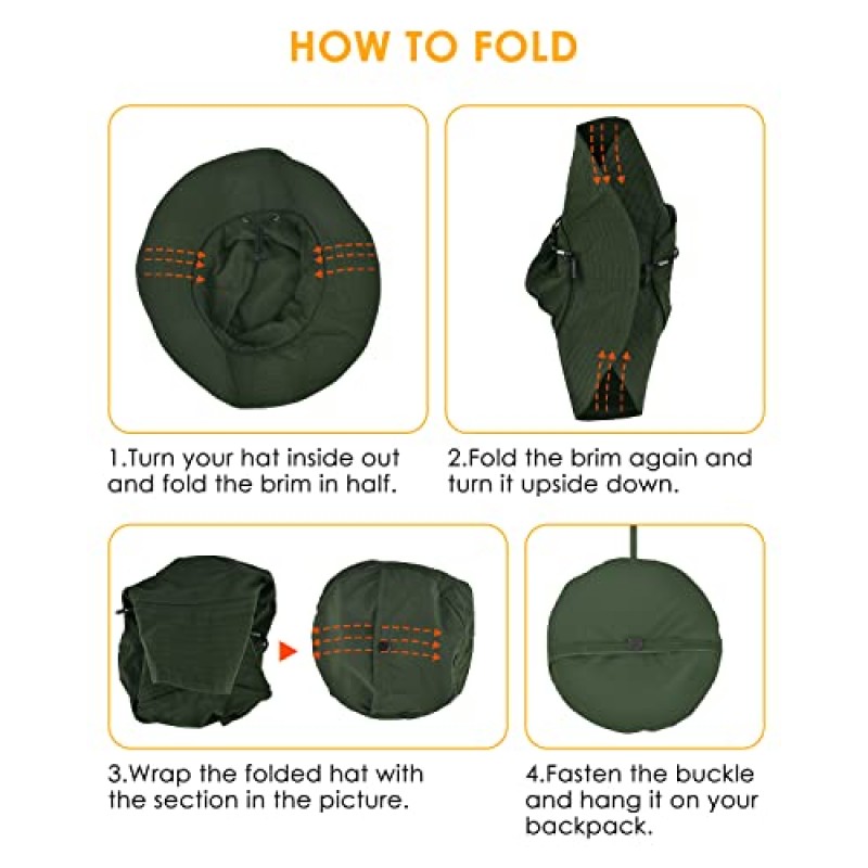 여성/남성용 BROTOU 태양 모자, UPF 50+ 챙이 넓은 버킷 모자, 자외선 차단 기능이 있는 방수 및 접이식 부니 모자