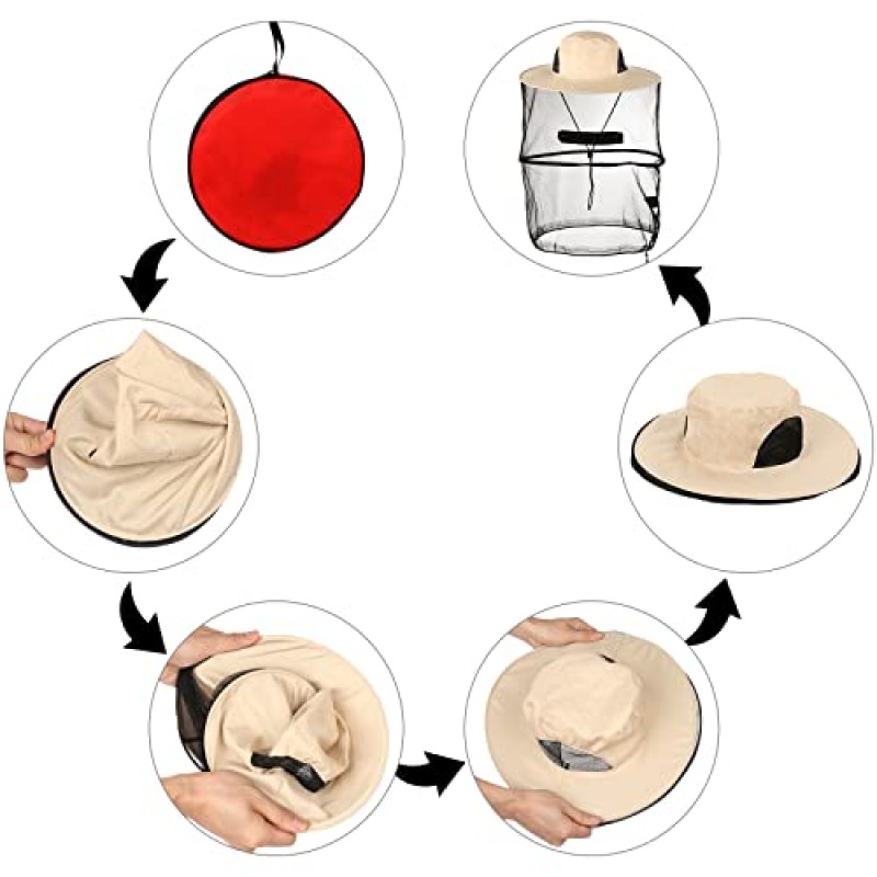모기장 모자, 그물이 달린 태양 모자, 양봉가 모자, 야외 하이킹, 캠핑, 원예용 사파리 낚시 모자