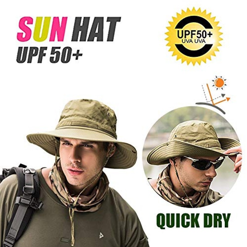 Peicees Mens Sun Hat 태양 보호 UPF 50+ 낚시 모자 사파리 모자 여성용 남성용 Boonie Hat