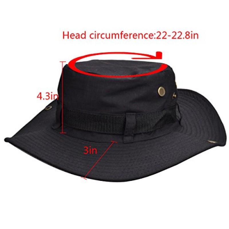 Sun Kea 유니섹스 밀리터리 Boonie Sun Hat 와이드 브림 Packable 버킷 모자 낚시 원예 하이킹 캠핑을위한 여름 코튼 바이저