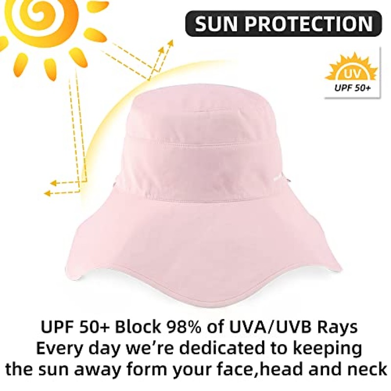 MOUNT TEC UPF 50+Packable Sun hat 여성 슈퍼 와이드 브림 대형 태양 모자 자외선 차단 낚시 하이킹 캠핑 정원 야외