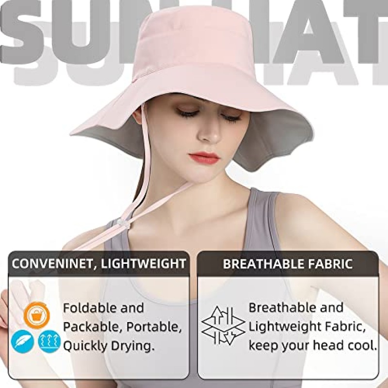 MOUNT TEC UPF 50+Packable Sun hat 여성 슈퍼 와이드 브림 대형 태양 모자 자외선 차단 낚시 하이킹 캠핑 정원 야외