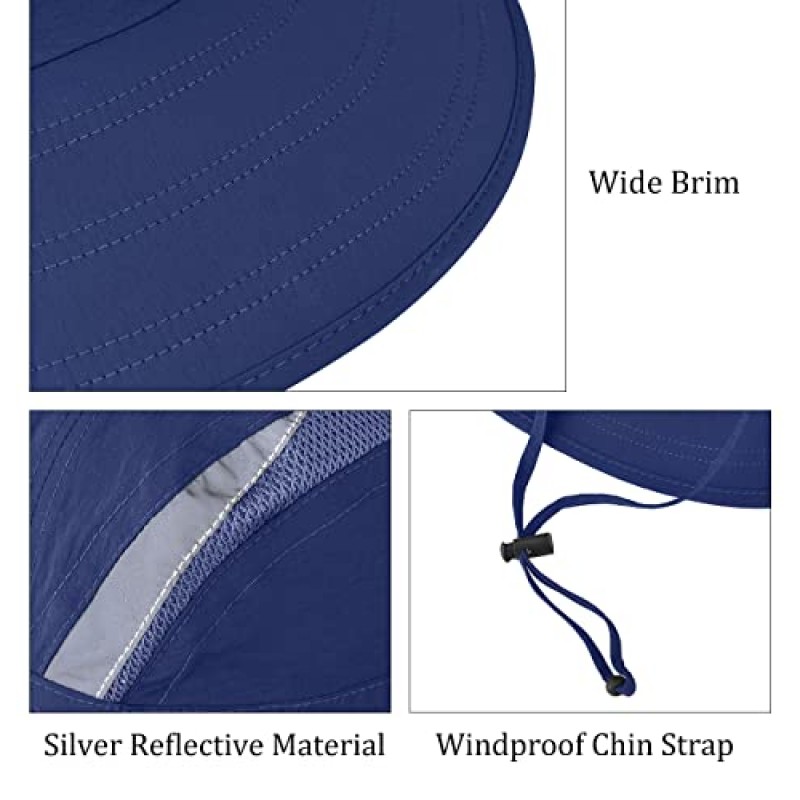 2팩 야외 와이드 챙 UPF50+ 태양 모자(목 플랩 포함) 남성 여성 낚시 하이킹 정원 작업