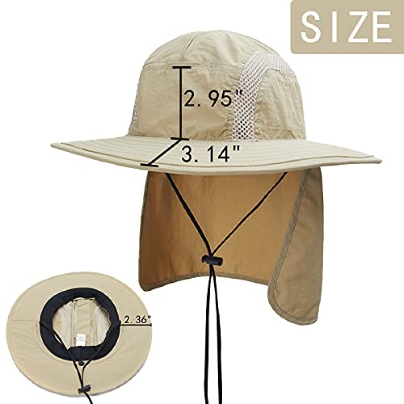 TNFFNA UPF50+ 남성 여성을위한 목 플랩이있는 낚시 모자, 태양 보호 야외 버킷 Foldable Sunhat