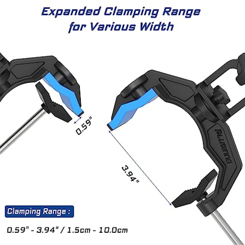 PLUSINNO 낚싯대 홀더, 보트용 업그레이드 낚싯대 홀더, 안정적인 듀얼 V자형 디자인, 최대 3.94인치까지 클램프 확대, 원형/사각형 튜브 평면에 적합, 360도 조절 가능한 막대 홀더