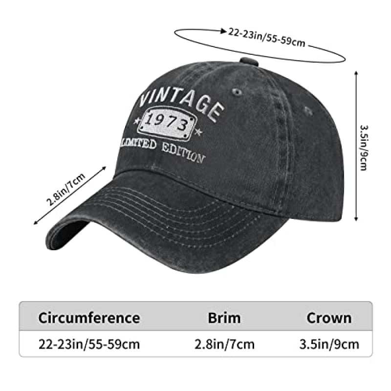 RNFENQS 빈티지 야구 모자 수 놓은 40 일 50 일 60 일 70 일 모자 생일 선물 40 50 60 70 세 남성 여성