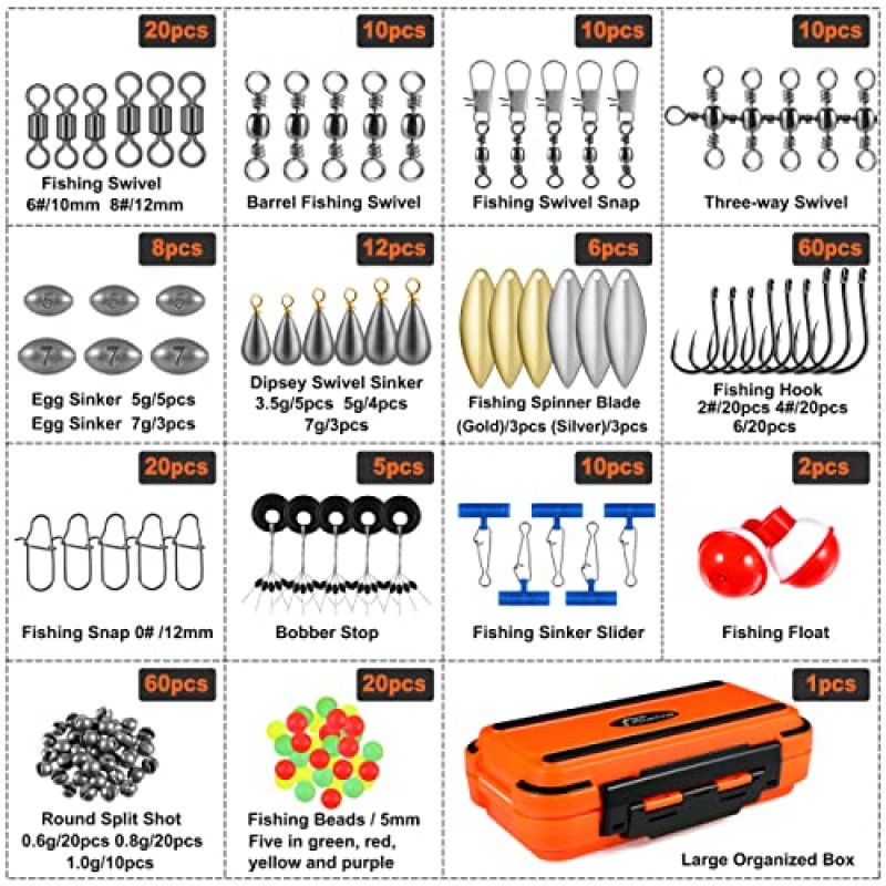 PLUSINNO 253/108pcs 낚시 액세서리 키트, 태클이 포함된 낚시 태클 상자, 낚시 미끼, 낚시 후크, 스피너 블레이드, 배스용 낚시 장비, 블루길, 크래피