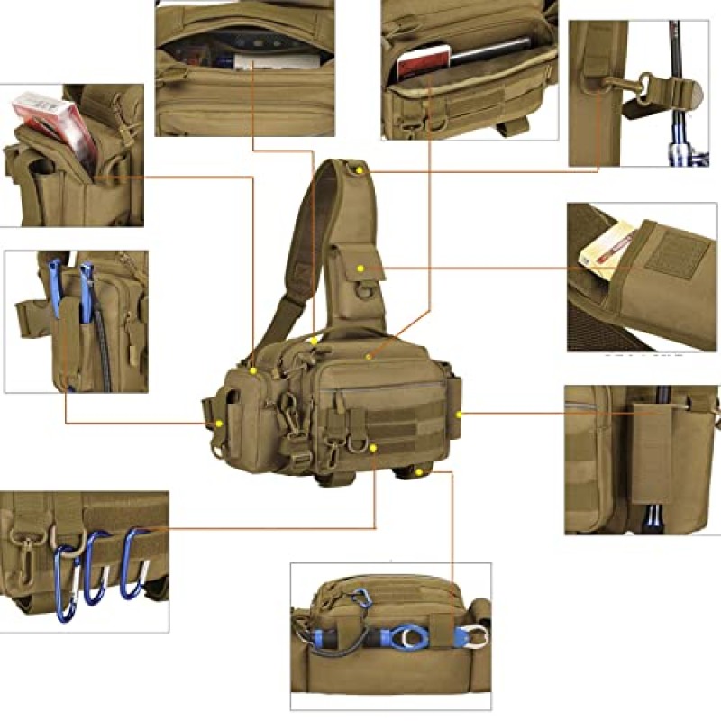 다용도 슬링 낚시 태클 백 허리 팩 전술 가슴 가방 관리 파우치 낚시 패니 팩 및 태클 보관 힙 백 크로스 바디 슬링 팩 (나무 카모)