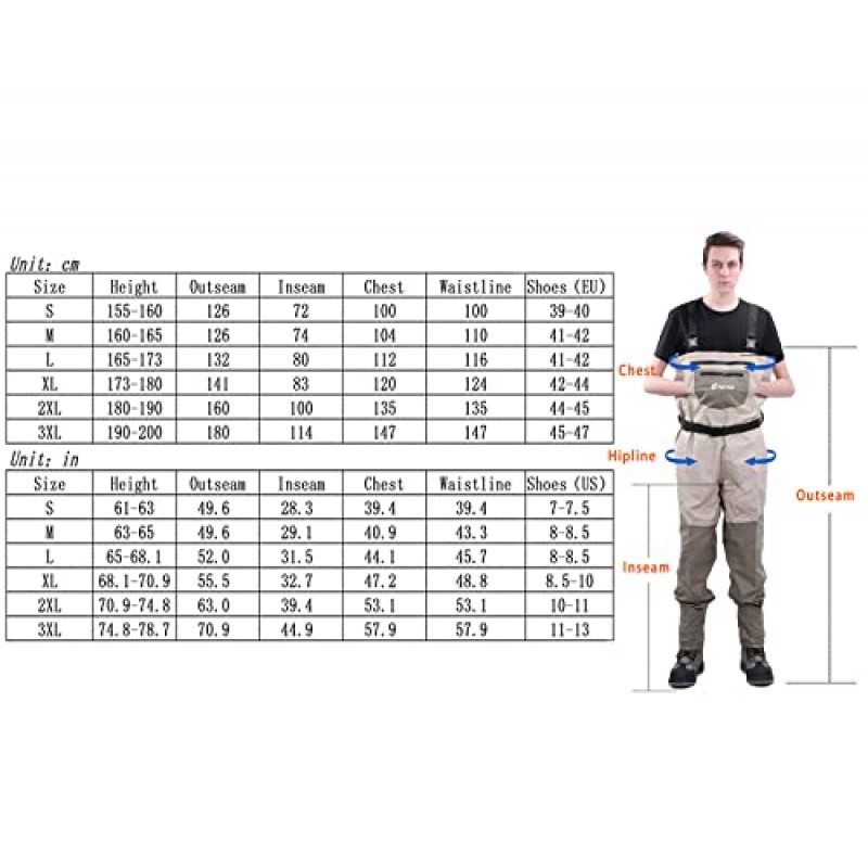 NEYGU 통기성 및 방수 방수 웨더 부착 4MM 네오프렌 Stockingfoot, 낚시, 사냥, 캠핑에 적합 Quick-Dry Chest Wader는 추위로부터 사용자를 보호합니다.