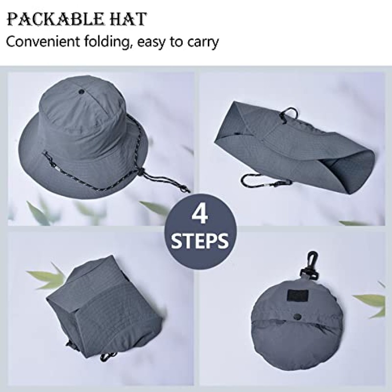 CAOMOLAND 양동이 모자 Packable Boonie Hat 태양 보호 낚시 모자 조정 가능한 태양 모자 해변 하이킹 남성 여성을위한 여름 모자