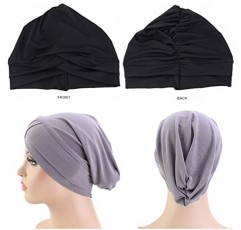 Tergy 8 조각 Slouchy Beanies 모자 부드러운 신축성있는 탄성 모자를 쓰고 있죠 해골 모자 여성용 Chemo Hat 여러 가지 빛깔의