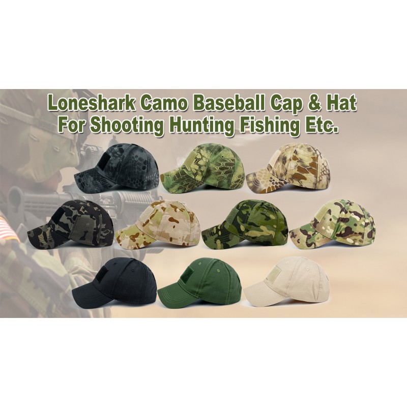 Loneshark Mens Camo 야구 모자 (미국 국기 포함) 미국 패치 전술 운영자 애국 모자 미 육군 군사 OCP 공 모자