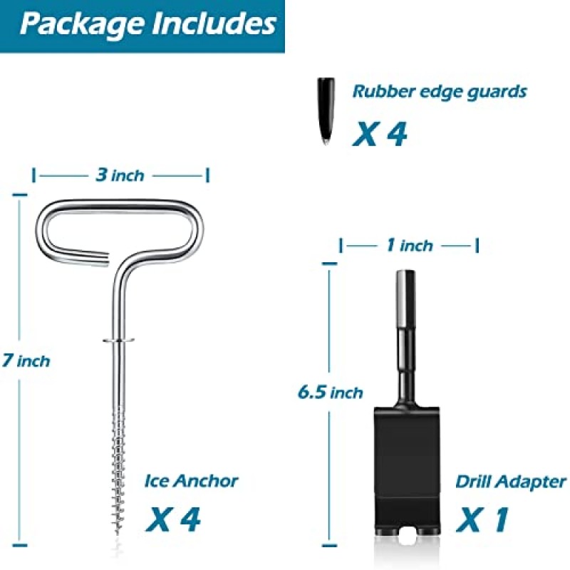 얼음 앵커 DenniesCare 얼음 낚시 대피소 얼음 낚시 텐트 액세서리 얼음 앵커 얼음 오거 Shanty Ice Stakes 5개 키트