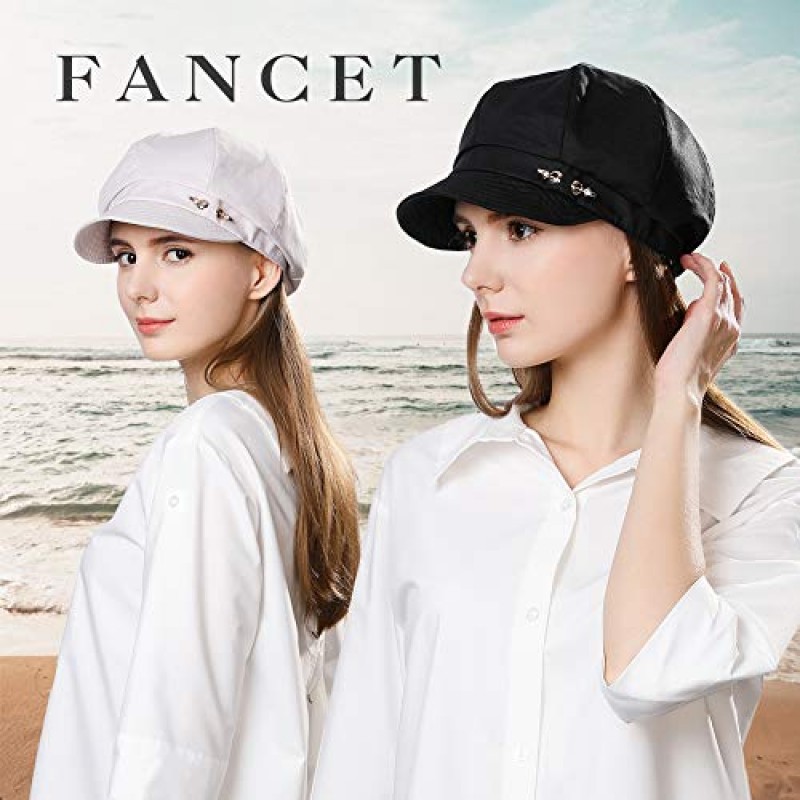 Fancet Packable 베레모 Newsboy 모자 여성용 봄 여름 겨울 개츠비 바이저 모자 55-59 CM