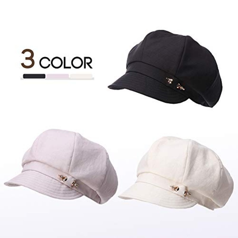 Fancet Packable 베레모 Newsboy 모자 여성용 봄 여름 겨울 개츠비 바이저 모자 55-59 CM