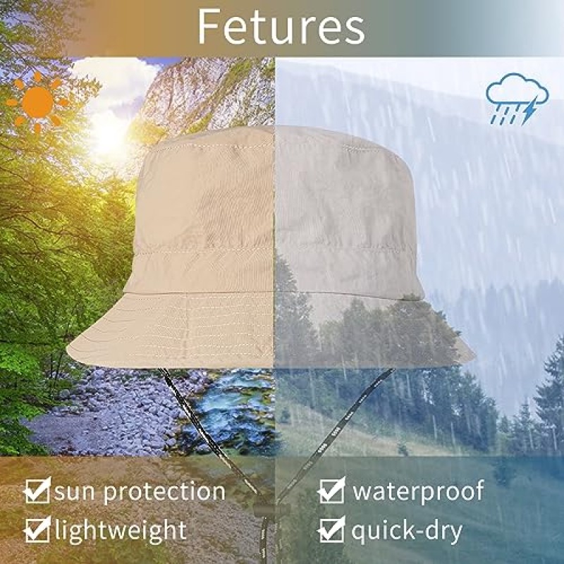 Rooyvany 2 팩 버킷 태양 모자 여성용 및 남성용, 낚시/캠핑/원예용 경량/빠른 건조/방수 낚시 모자