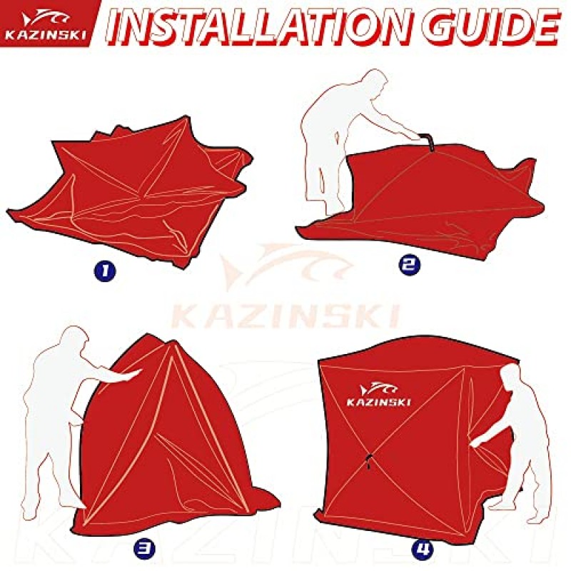 KAZINSKI 휴대용 3인 얼음 낚시 텐트 절연 얼음 낚시 대피소 얼음 낚시를 위한 절연 레이어가 있는 열 얼음 낚시 판자집 겨울 낚시
