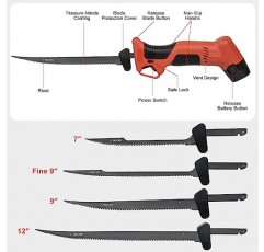VLOXO 무선 전기 필렛 나이프(티질화물 S.S. 코팅 비점착 블레이드 4개 및 배터리 2개 포함) 안전 잠금 미끄럼 방지 그립 핸들 충전식 전기 낚시 칼 낚시용 야외용 엣지 나이프