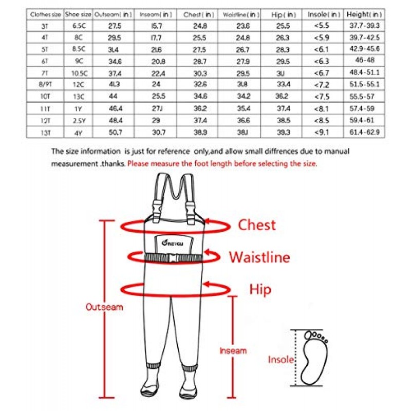 NEYGU 고무 부츠가있는 어린이 5MM 네오프렌 열 및 방수 가슴 방수 바지, 절연 부츠가있는 어린이를위한 오리 사냥 방수 바지