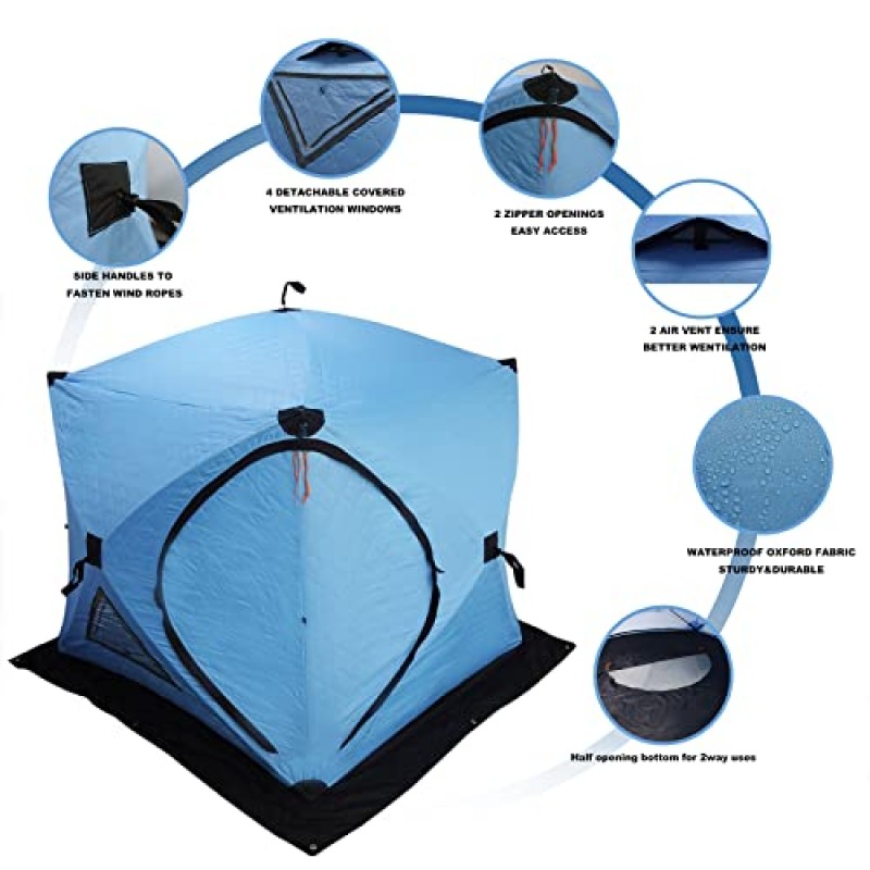 가방이 포함된 휴대용 얼음 낚시 대피소 - VISUTI 발수 및 방풍 기능이 있는 4-5인용 빠른 낚시 텐트 휴대용 얼음 낚시 텐트