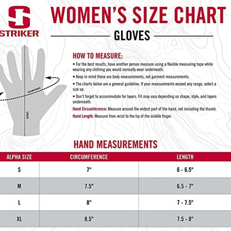 스트라이커 여성용 스텔라 방수 통기성 절연 야외 얼음 낚시 장갑, 조절 가능한 손목 및 건틀릿 클로저 포함