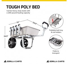 고릴라 카트 GCO-5FSH 폴리베드 어류 및 해양 카트 200lb 용량, 회색