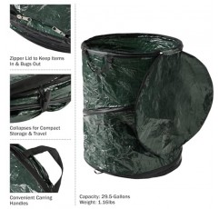 접이식 쓰레기통 - Wakeman Outdoors의 지퍼가 달린 뚜껑이 있는 쓰레기용 33갤런 쓰레기통 팝업 - 캠핑 재활용 등에 이상적(녹색)