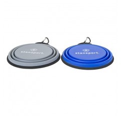 Stansport 접이식 실리콘 여행용 그릇 - 2팩, 회색 및 파란색, 대형