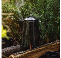 Granite Ware 3 Qt Enamelware 커피 보일러(Speckled Black) 12컵 용량 - 캠핑, 캐빈, RV, 커피, 차, 물을 스토브나 불에 직접 데우는 데 이상적입니다. 식기세척기 안전.