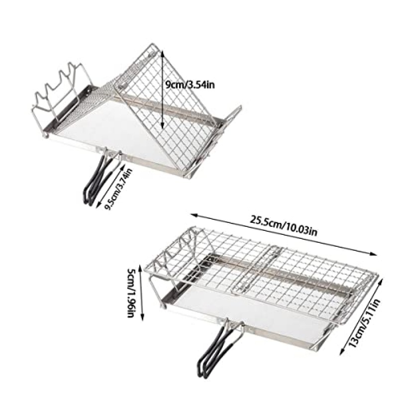 바베큐 야외 하이킹을위한 휴대용 캠핑 토스터 스테인레스 스틸 캠프 로스터 접이식 그릴 랙