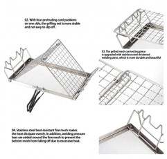 바베큐 야외 하이킹을위한 휴대용 캠핑 토스터 스테인레스 스틸 캠프 로스터 접이식 그릴 랙