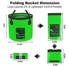AUTODECO 접이식 물통 5 갤런 컨테이너 접이식 물통 캠핑 낚시 여행용 휴대용 세면대 야외 원예 세차 짙은 녹색 1Pcs 20L