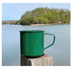 Darware 에나멜 캠핑 커피 머그(4개 세트, 16oz, 녹색); 하이킹, 여행, 낚시, 피크닉, 사냥을 위한 금속 컵; 가볍고 휴대 가능