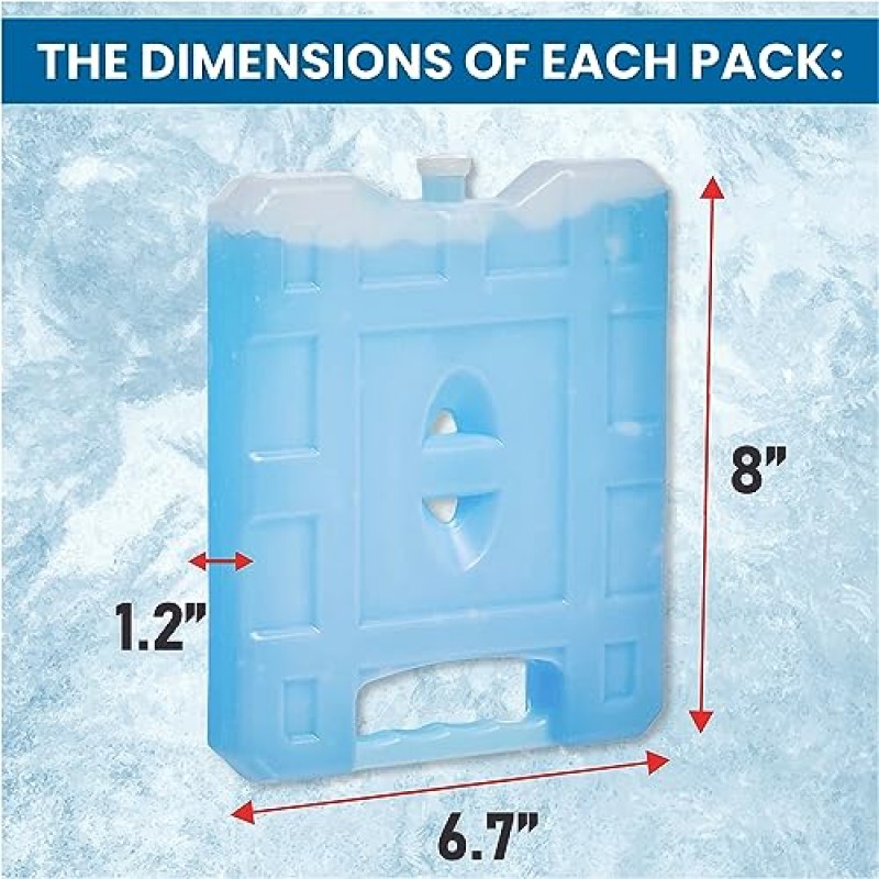 스포츠 온도 재사용 가능한 점보 아이스팩(4개 세트) 오래 지속됨 - 음식이나 음료를 차갑게 유지하는 데 적합, 쿨러, 캠핑, 해변 쿨러, 하이킹 등. 클리어 블루.