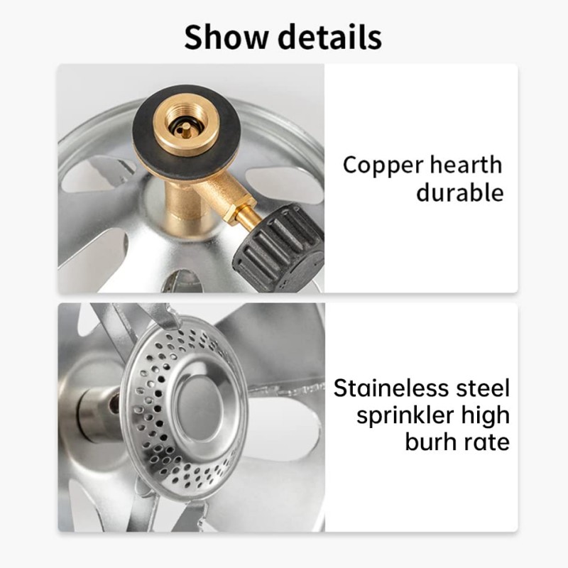 휴대용 캠핑 스토브 버너, 1LB 프로판 어댑터 및 연료 캔 캐니스터 스탠드가 포함된 2 in 1 캠핑 스토브, 휴대용 가방이 포함된 경량 하이킹 스토브, 야외 요리용 소형 프로판 캠프 스토브