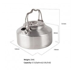 ZLWENA 0.7L 캠핑 스테인레스 스틸 차 주전자 야외 하이킹 피크닉 냄비 물 보일러 캠핑 Bushcraft 및 여행을위한 휴대용 커피