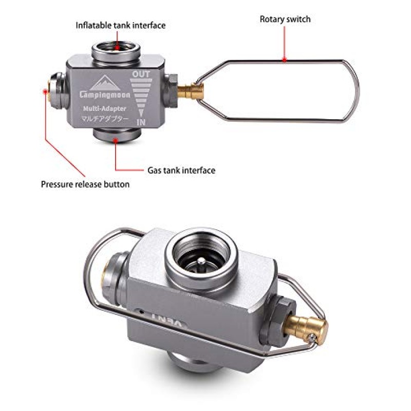 Campingmoon 가스 캐니스터 리필 어댑터, 휴대용 야외 가스 보호기 린달 밸브 캐니스터 시프터, 캠핑 캐니스터 벤트 밸브, Z15