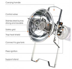 비상 담요 및 4 클립, 1000W 피에조 점화 난방 난로 긴 가스 탱크 야외 비상 생존 키트에 대 한 프로판 텐트 히터 따뜻한 Lixada 휴대용 캠핑 가스 히터
