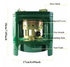 10 Wicks Square 캠핑 피크닉 버너 퍼니스, 효율적인 휴대용 캠핑 스토브, 배낭용 오일 스토브 쿠커 조리기구, 편리한 야외 휴대용 등유 스토브, 배낭 여행, 하이킹, 야외 모험 및 야외 요리에 적합