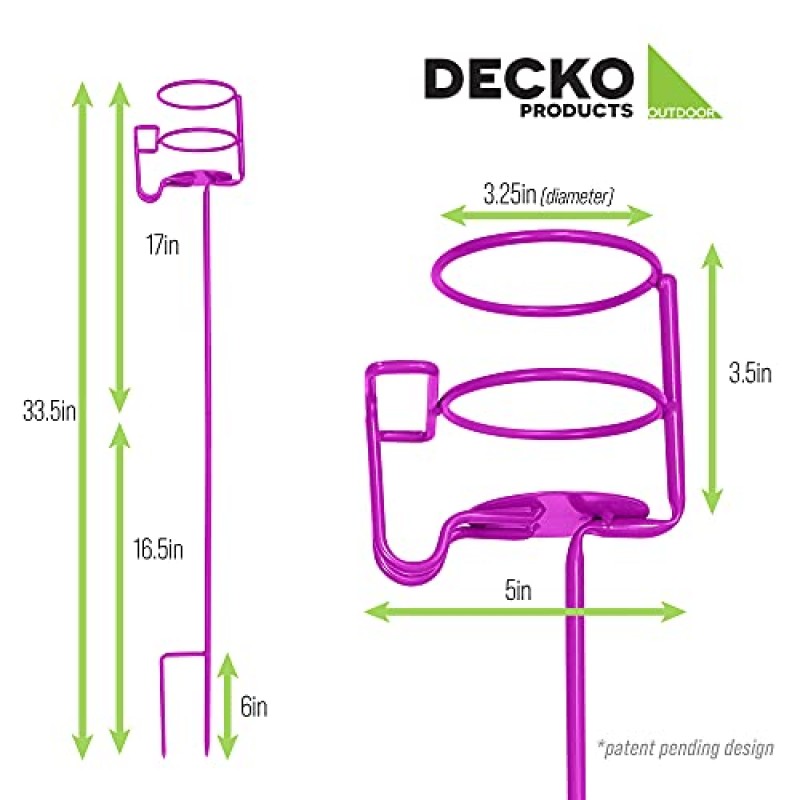 Decko OutDoor 30215 야외 음료 및 휴대폰 홀더 야드 스테이크, 튼튼한 4개 세트