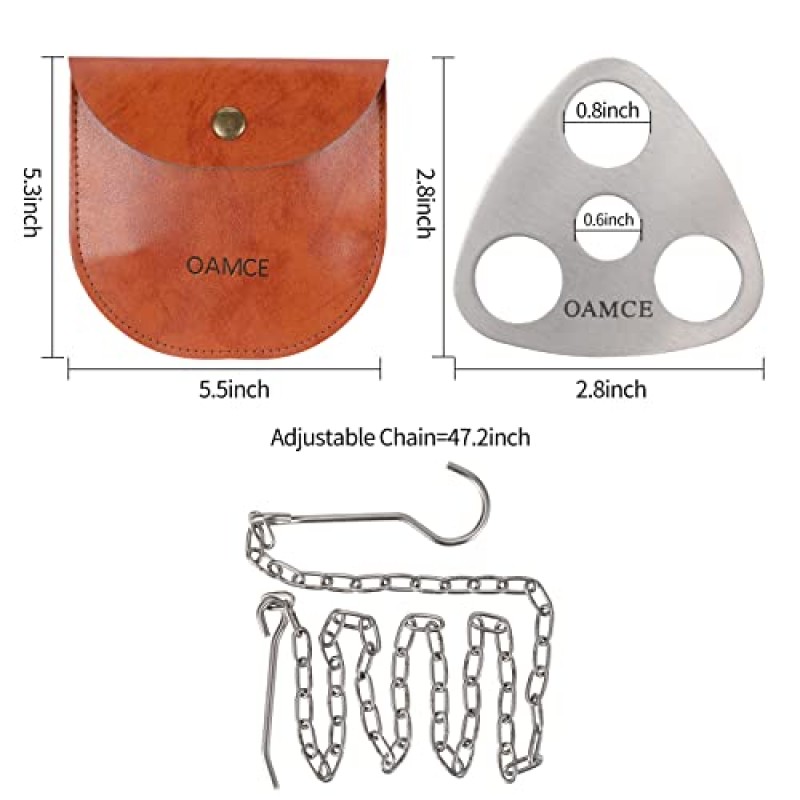 OAMCE 캠핑 삼각대 보드 - 스테인레스 스틸 지지판과 야외 행 냄비 요리를 위한 조절 가능한 체인을 사용하여 나뭇가지를 요리용 캠프파이어 삼각대로 전환