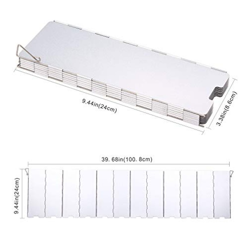 캠핑 스토브 앞유리 접이식, 12개 플레이트 경량 캠핑 스토브 앞유리(케이스 포함) 휴대용 캠프 스토브 앞유리 버너 알코올 스토브용 앞유리 백패킹 스토브 부탄 스토브